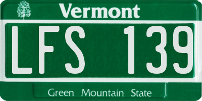 VT license plate LFS139