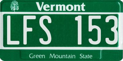 VT license plate LFS153