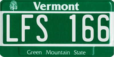 VT license plate LFS166