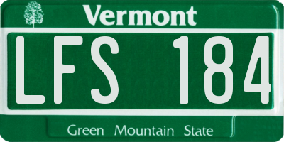 VT license plate LFS184