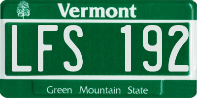 VT license plate LFS192