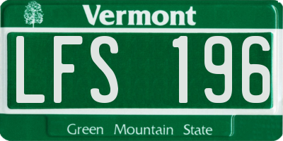 VT license plate LFS196