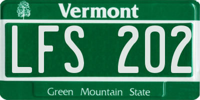 VT license plate LFS202