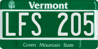 VT license plate LFS205