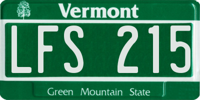 VT license plate LFS215