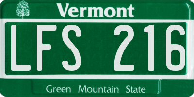 VT license plate LFS216