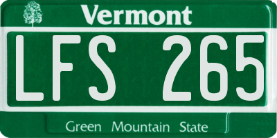 VT license plate LFS265