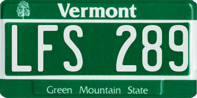 VT license plate LFS289