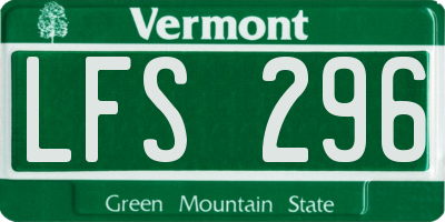 VT license plate LFS296