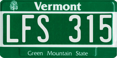 VT license plate LFS315