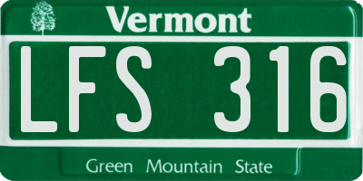 VT license plate LFS316