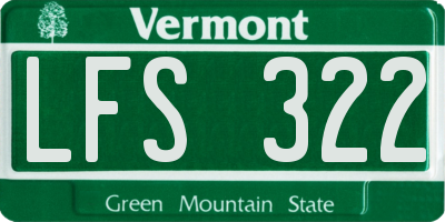 VT license plate LFS322