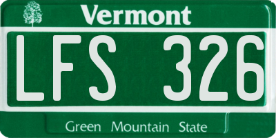 VT license plate LFS326