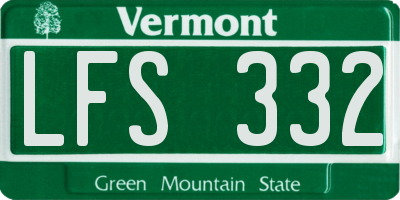 VT license plate LFS332