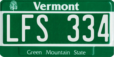 VT license plate LFS334