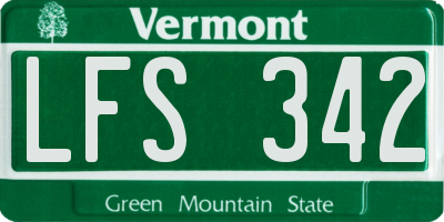 VT license plate LFS342