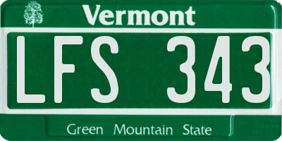 VT license plate LFS343