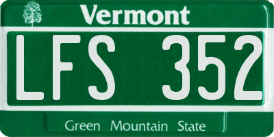 VT license plate LFS352