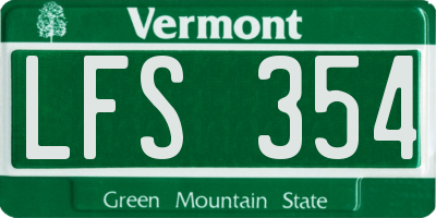 VT license plate LFS354