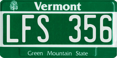 VT license plate LFS356