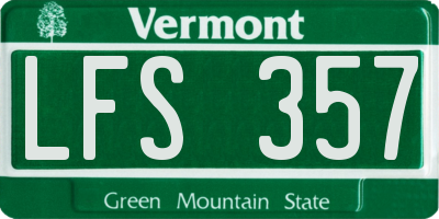VT license plate LFS357