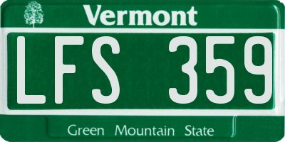 VT license plate LFS359