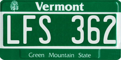 VT license plate LFS362