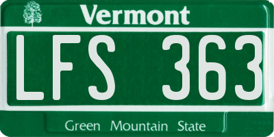 VT license plate LFS363