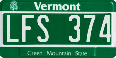 VT license plate LFS374
