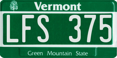 VT license plate LFS375