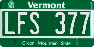 VT license plate LFS377