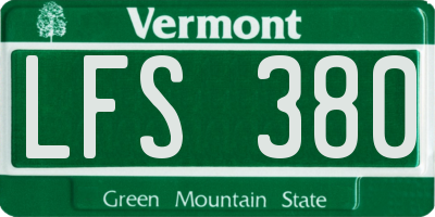 VT license plate LFS380
