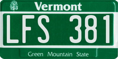VT license plate LFS381