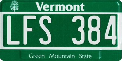 VT license plate LFS384