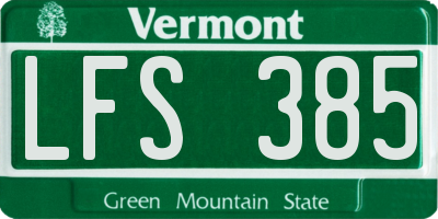 VT license plate LFS385