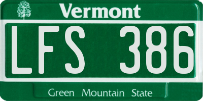 VT license plate LFS386