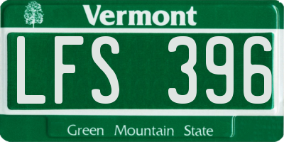 VT license plate LFS396