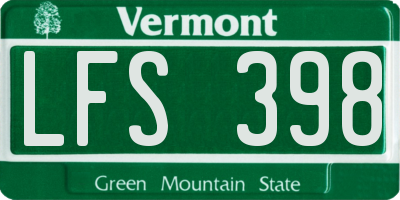VT license plate LFS398