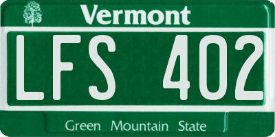 VT license plate LFS402