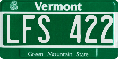 VT license plate LFS422