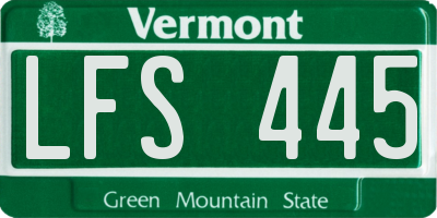 VT license plate LFS445
