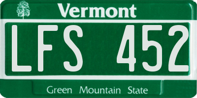 VT license plate LFS452