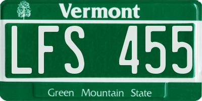 VT license plate LFS455