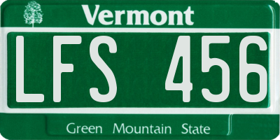 VT license plate LFS456