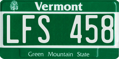 VT license plate LFS458