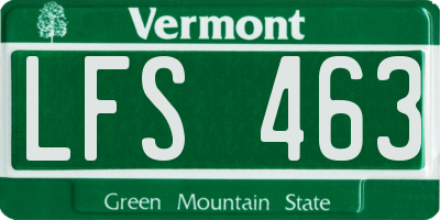 VT license plate LFS463