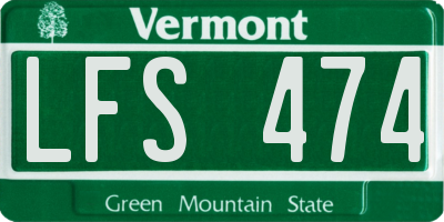 VT license plate LFS474