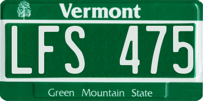 VT license plate LFS475