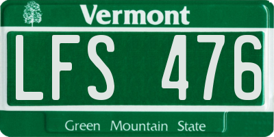 VT license plate LFS476