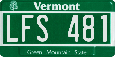 VT license plate LFS481